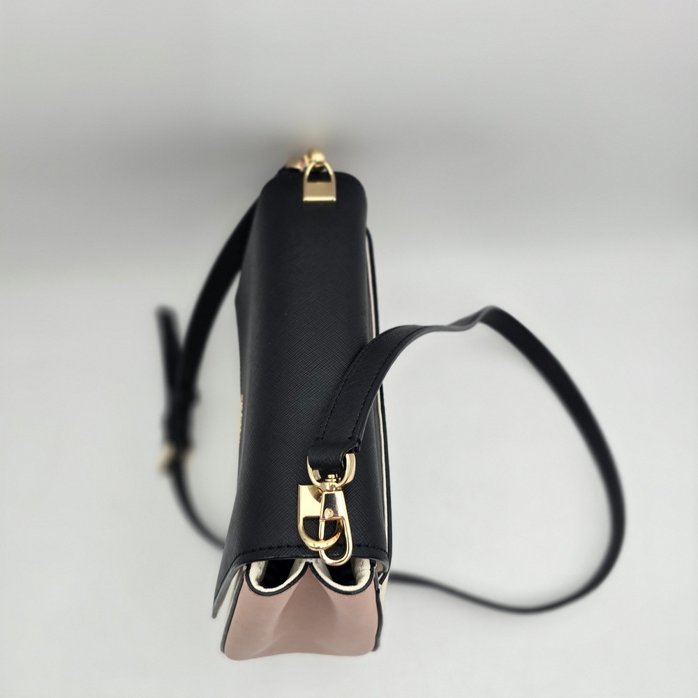 Kate Spade New York Colorblock Saffiano Leather Crossbody Bag Black Cream Pink - Picture 10 of 11